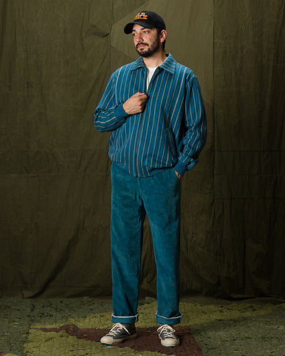 11.11 Nick Bomber - Yarn Dyed Stripe Turquoise Denim - Standard & Strange