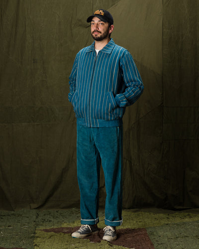 11.11 Nick Bomber - Yarn Dyed Stripe Turquoise Denim - Standard & Strange
