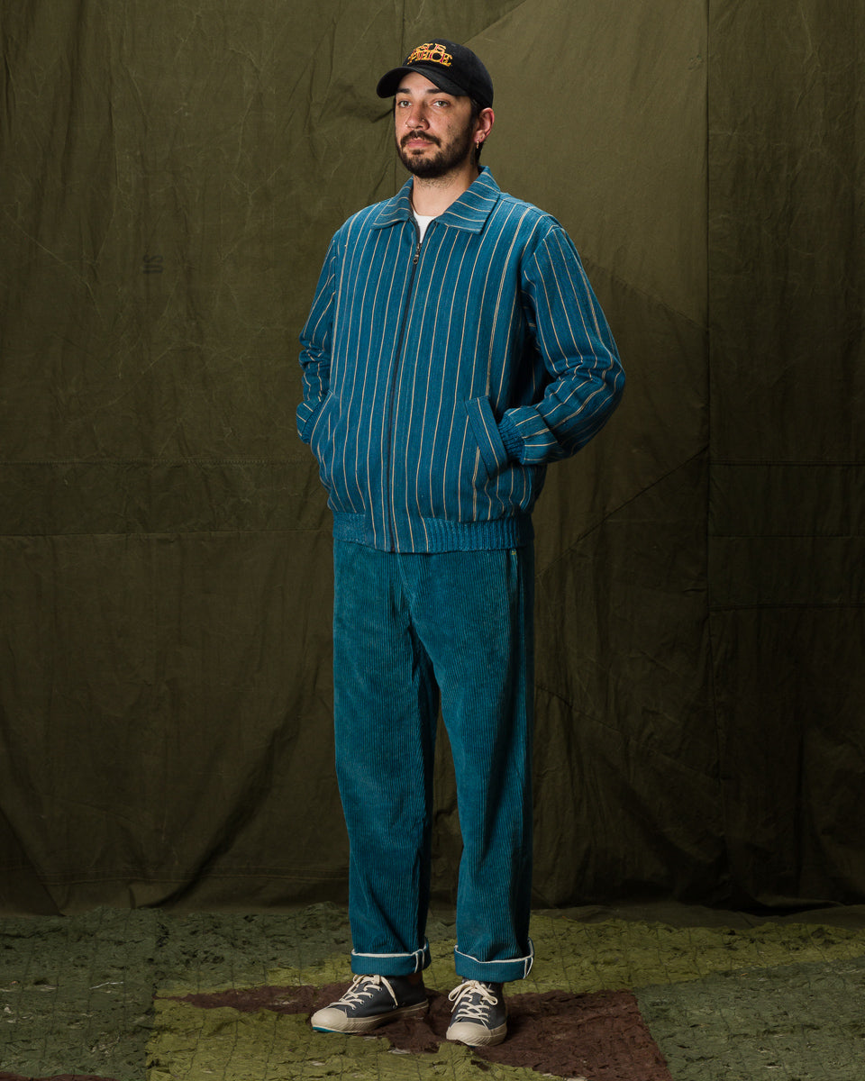 11.11 Nick Bomber - Yarn Dyed Stripe Turquoise Denim - Standard & Strange