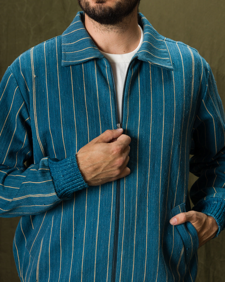 11.11 Nick Bomber - Yarn Dyed Stripe Turquoise Denim - Standard & Strange