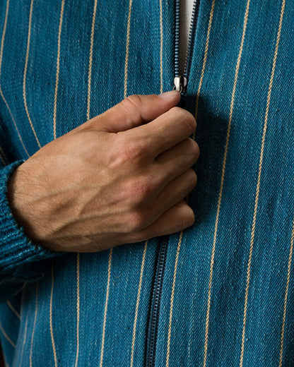 11.11 Nick Bomber - Yarn Dyed Stripe Turquoise Denim - Standard & Strange