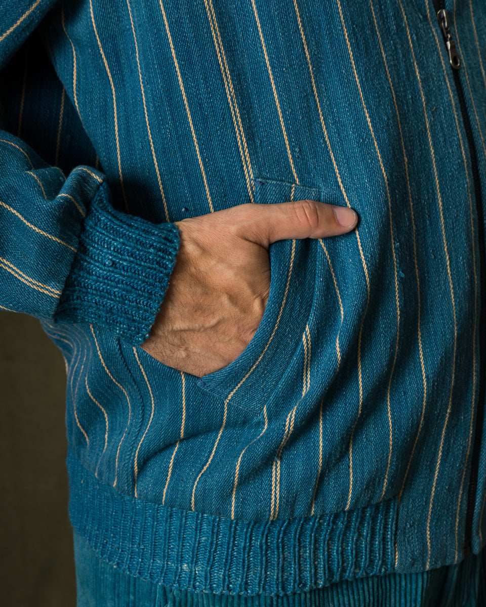 11.11 Nick Bomber - Yarn Dyed Stripe Turquoise Denim - Standard & Strange