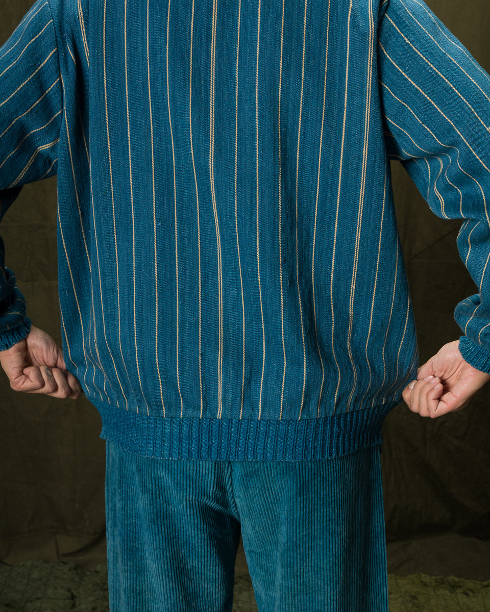 11.11 Nick Bomber - Yarn Dyed Stripe Turquoise Denim - Standard & Strange