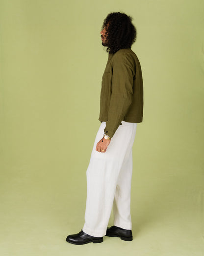 Hansen Bobby Wide Pleated Trousers - Off White Gauze - Standard & Strange