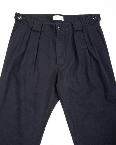 1st PAT-RN Georg Trousers - Dark Blue Pinpoint Cotton/Linen - Standard & Strange