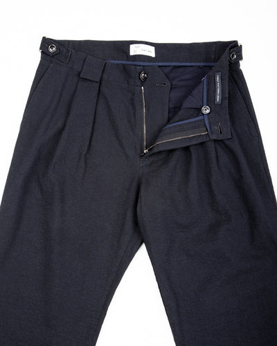 1st PAT-RN Georg Trousers - Dark Blue Pinpoint Cotton/Linen - Standard & Strange