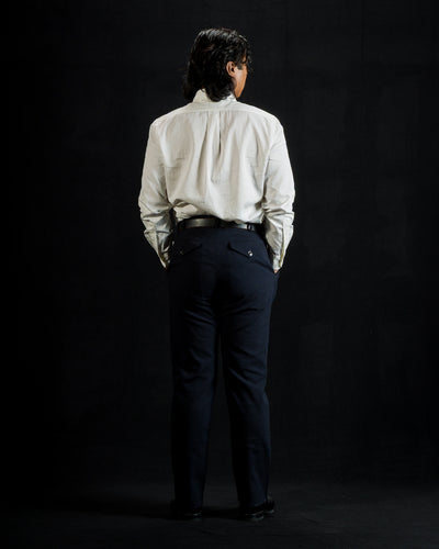 1st PAT-RN Georg Trousers - Dark Blue Pinpoint Cotton/Linen - Standard & Strange
