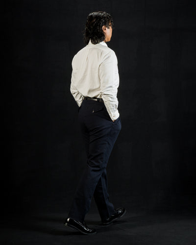 1st PAT-RN Georg Trousers - Dark Blue Pinpoint Cotton/Linen - Standard & Strange