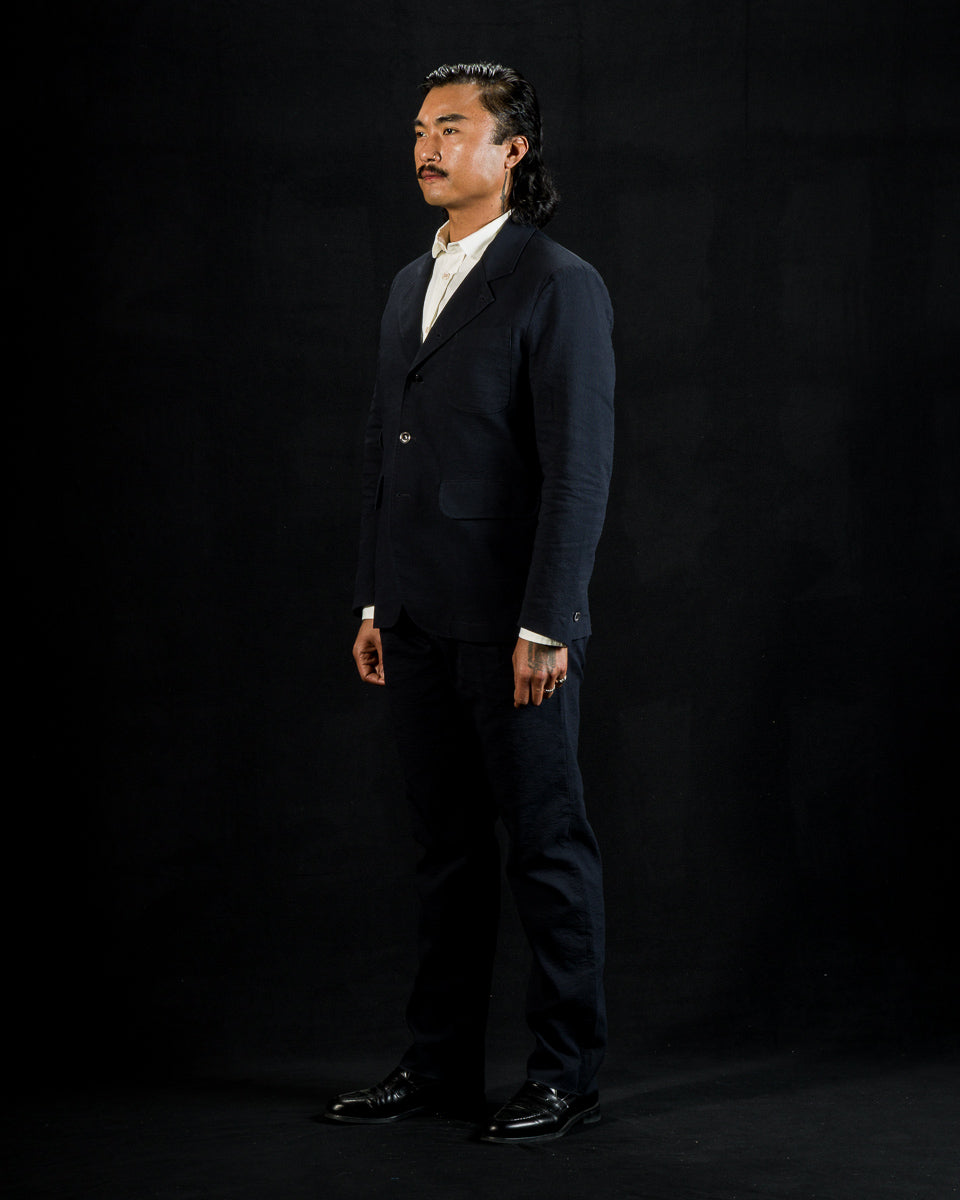 1st PAT-RN Horloger Blazer - Dark Blue Pinpoint Cotton/Linen - Standard & Strange