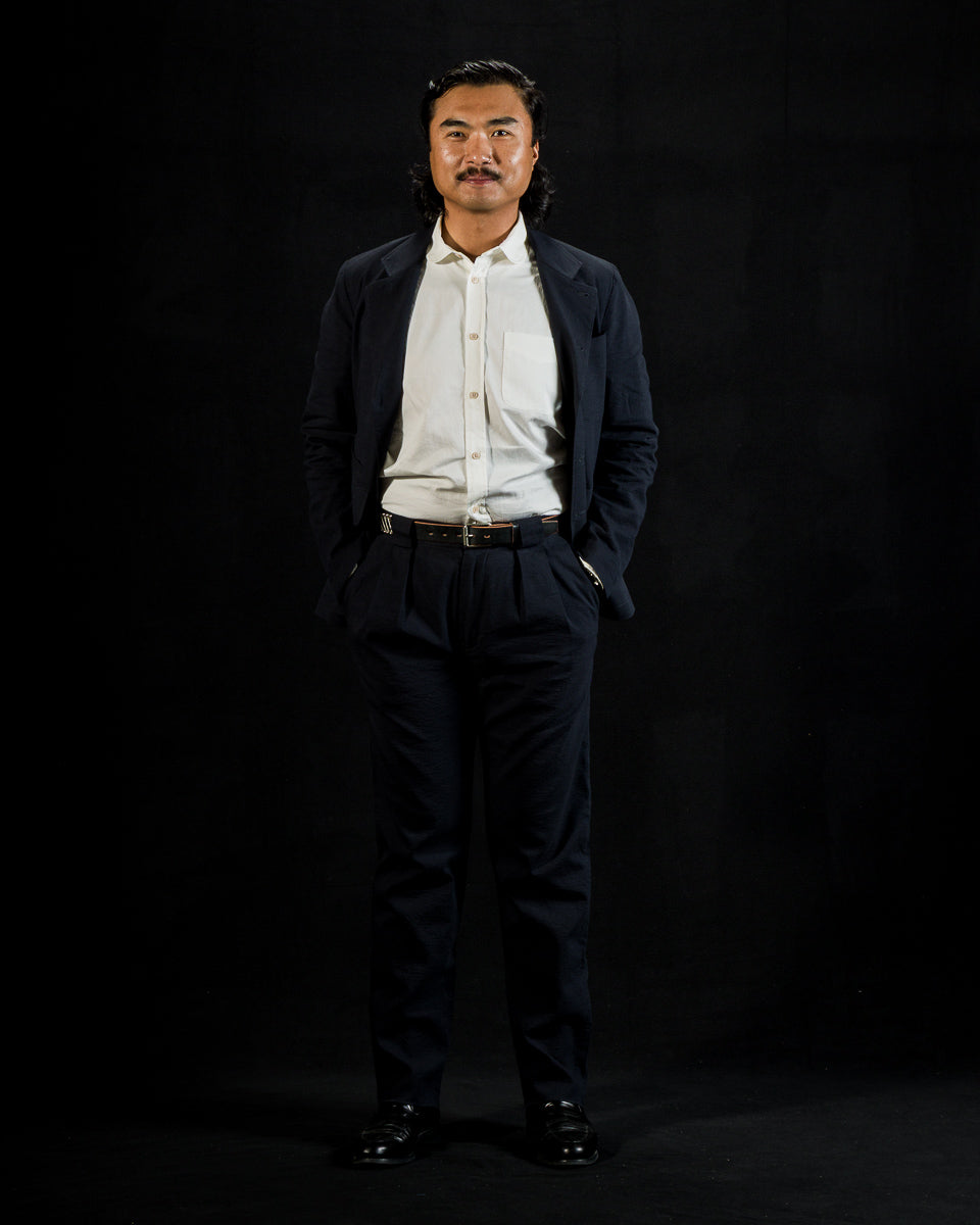 1st PAT-RN Horloger Blazer - Dark Blue Pinpoint Cotton/Linen - Standard & Strange