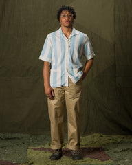 The Real McCoy's Stripe Cotton Pile Beach Shirt - Light Blue - Standard & Strange