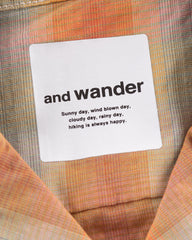 And Wander Dry Check Open S/S Shirt - Orange - Standard & Strange