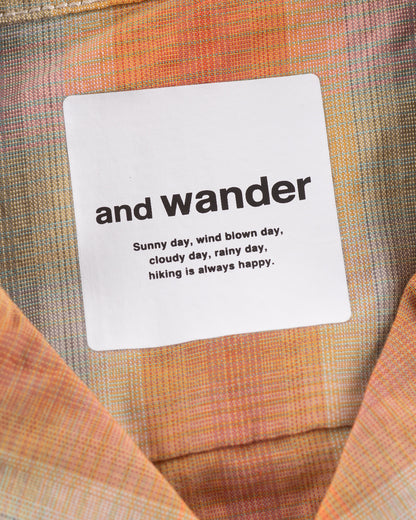 And Wander Dry Check Open S/S Shirt - Orange - Standard & Strange