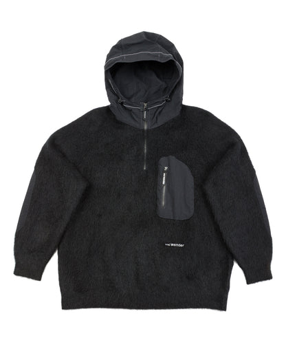 And Wander Mohair Wool Knit Hoodie - Black - Standard & Strange