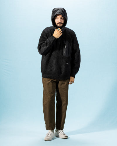 And Wander Mohair Wool Knit Hoodie - Black - Standard & Strange