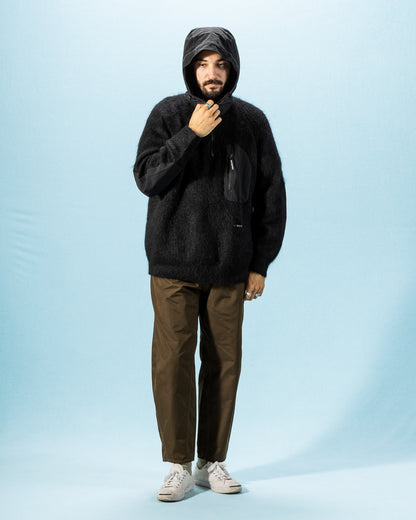 And Wander Mohair Wool Knit Hoodie - Black - Standard & Strange