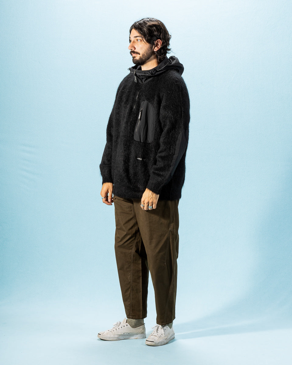 And Wander Mohair Wool Knit Hoodie - Black - Standard & Strange