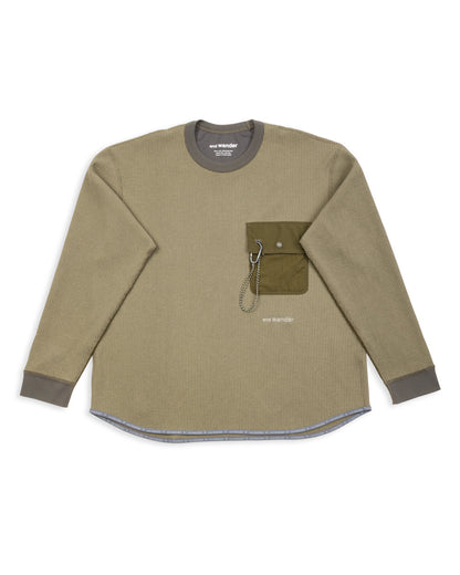 And Wander PE Waffle Long Sleeve Tee - Khaki - Standard & Strange