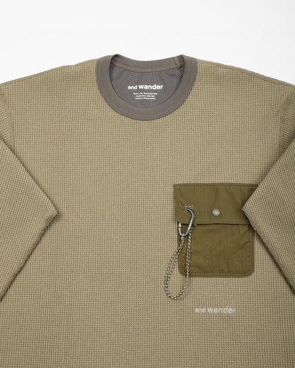 And Wander PE Waffle Long Sleeve Tee - Khaki - Standard & Strange