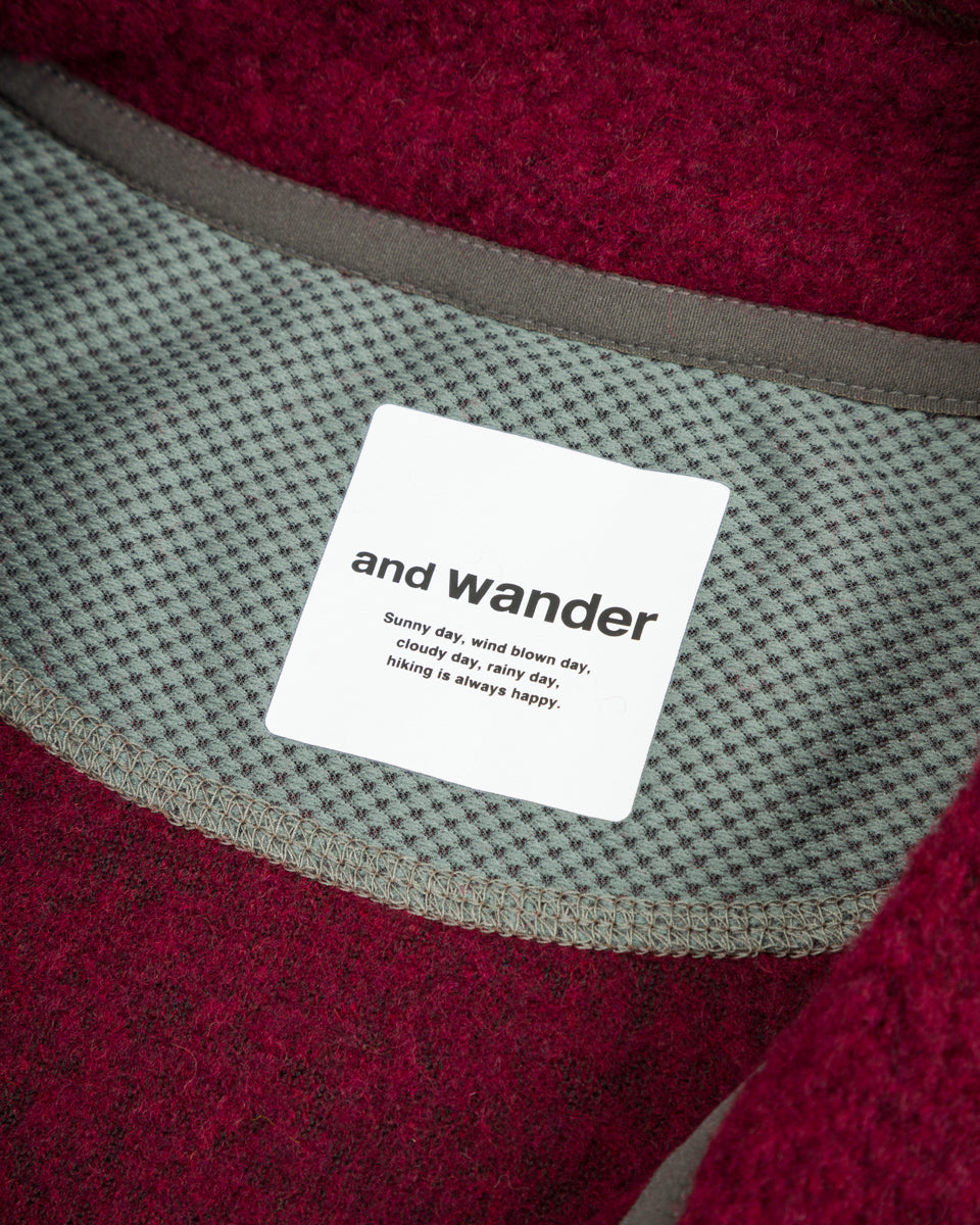 And Wander Re Wool JQ Stand Zip - Bordeaux - Standard & Strange