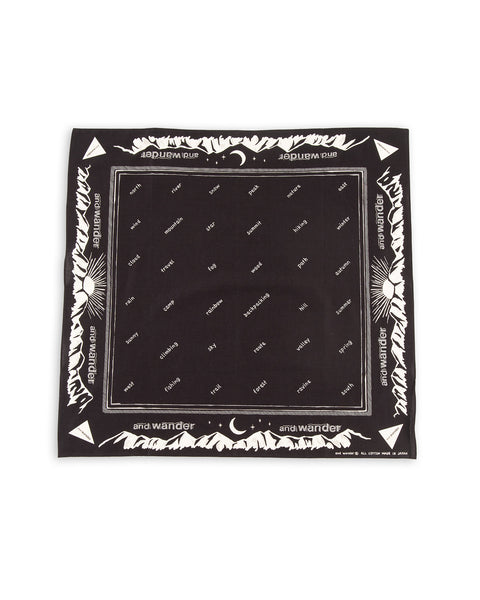 And Wander Reflective Words Bandanna - Black - Standard & Strange