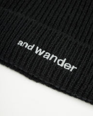 And Wander Shetland Wool Cap - Black - Standard & Strange