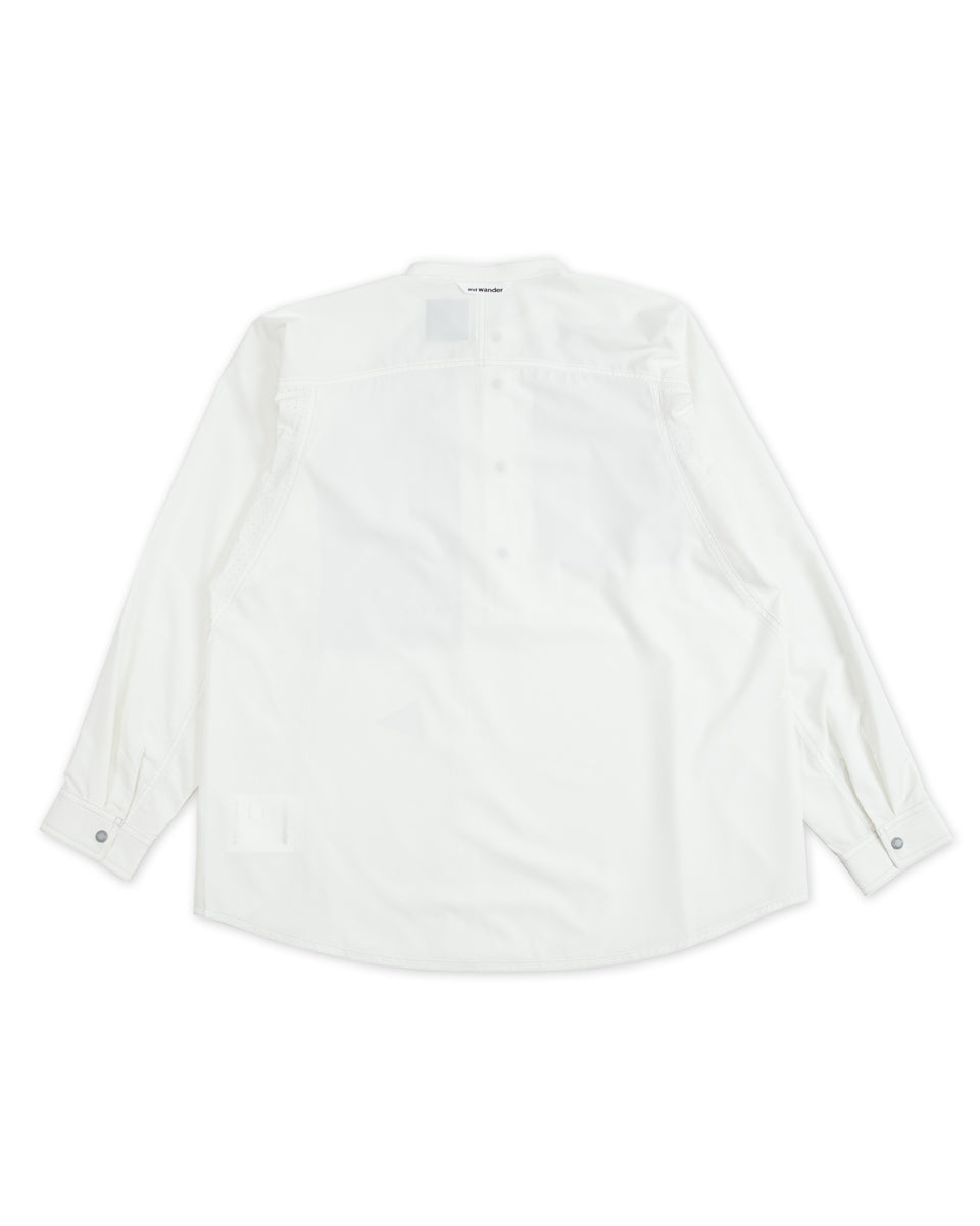 And Wander Stretch Rip Band Collar Shirt - Off White Large - Standard & Strange