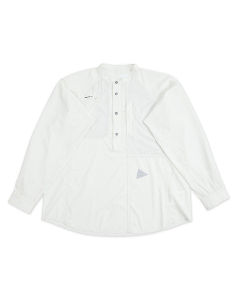 And Wander Stretch Rip Band Collar Shirt - Off White Large - Standard & Strange