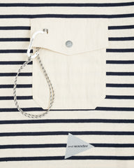 And Wander Stripe Pocket L/S T - Off White Large - Standard & Strange