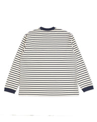 And Wander Stripe Pocket L/S T - Off White Large - Standard & Strange