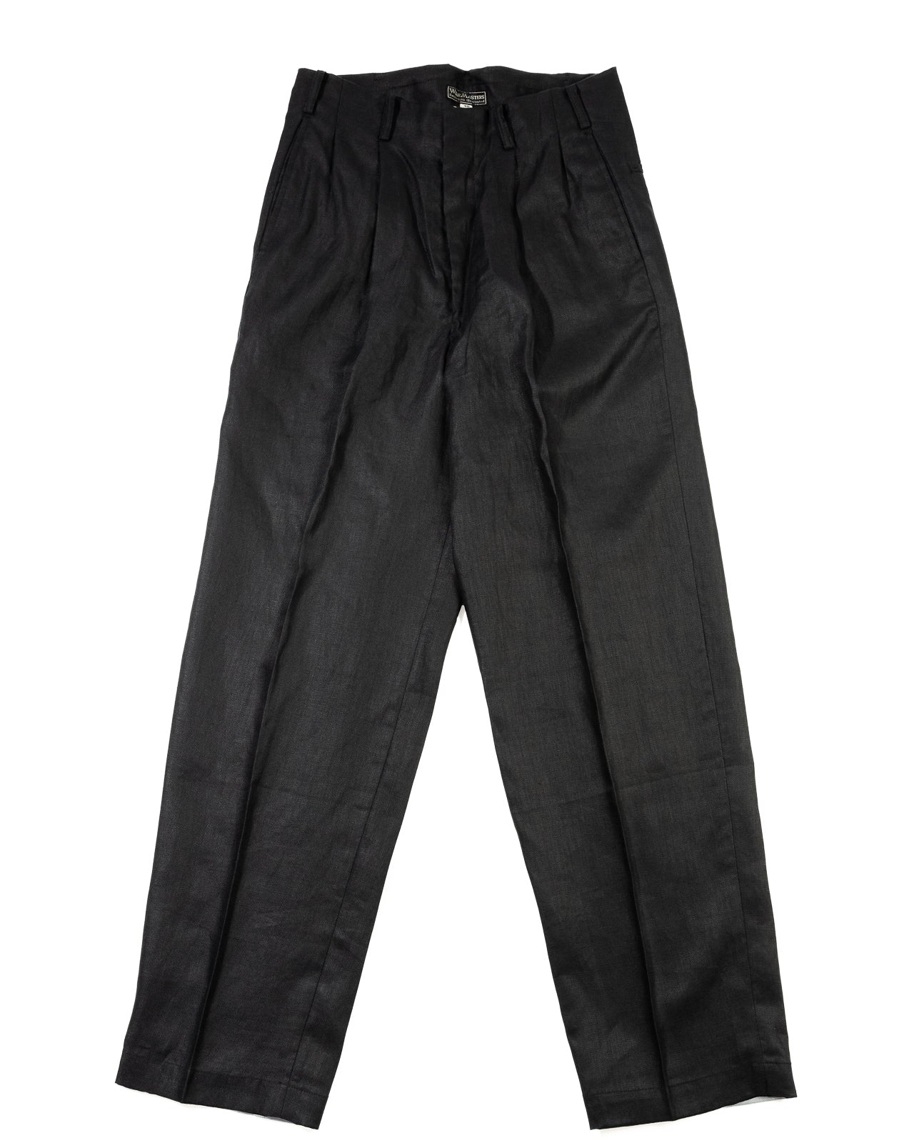 Double Pleats Linen Trousers - Black