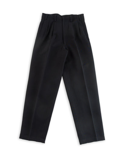 Attractions Double Pleats Trousers - Black Wool Linen - Standard & Strange