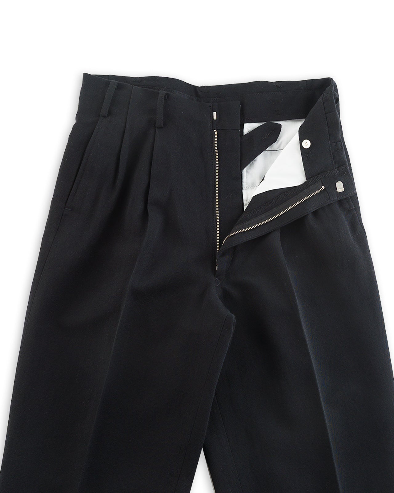 Attractions Double Pleats Trousers - Black Wool Linen - Standard & Strange