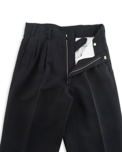 Attractions Double Pleats Trousers - Black Wool Linen - Standard & Strange