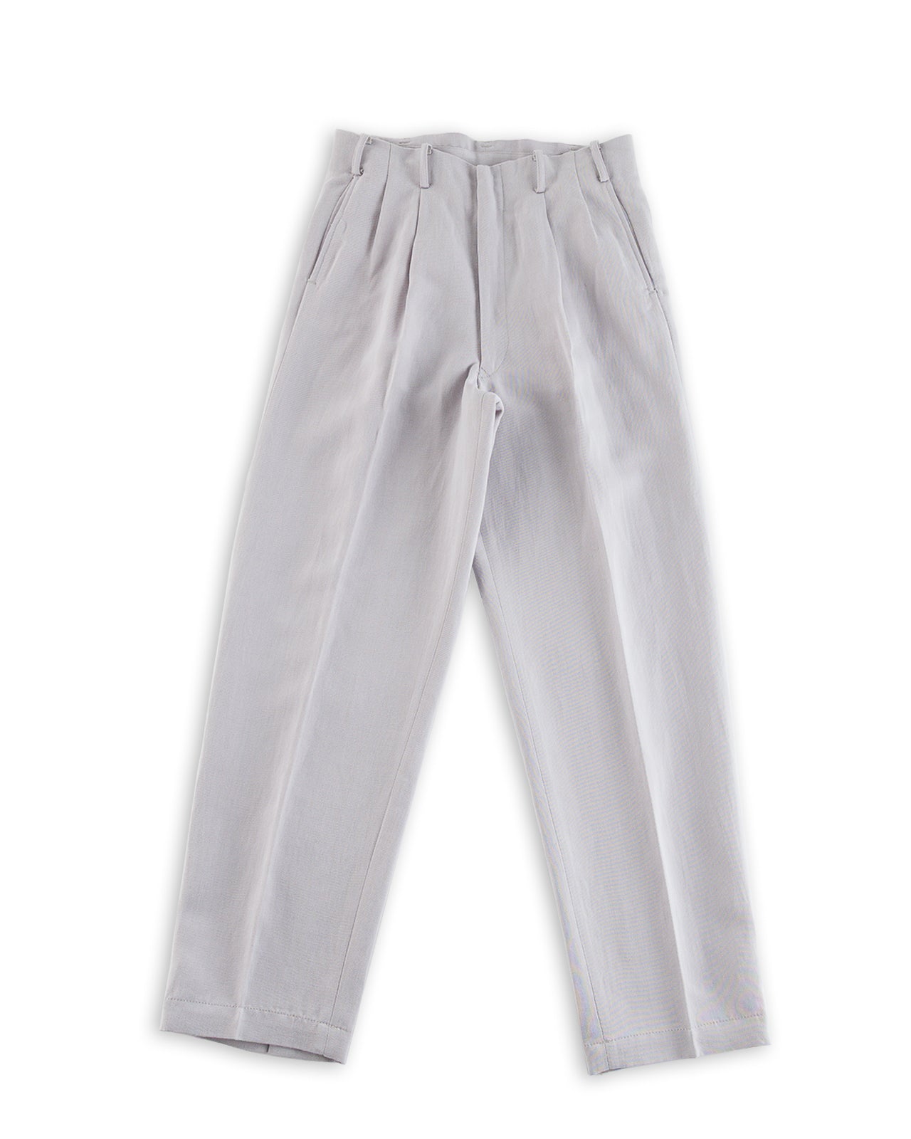 Attractions Double Pleats Trousers - Ice Gray Wool Linen - Standard & Strange