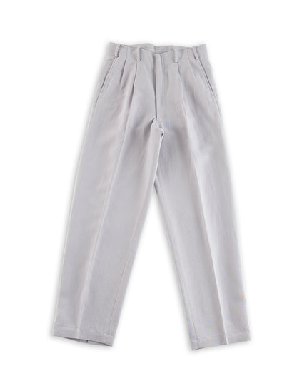 Attractions Double Pleats Trousers - Ice Gray Wool Linen - Standard & Strange