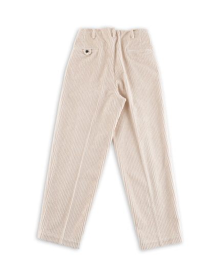 Attractions Double Pleats Trousers - White Wide Wale Corduroy - Standard & Strange