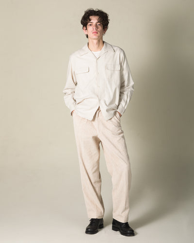 Attractions Double Pleats Trousers - White Wide Wale Corduroy - Standard & Strange
