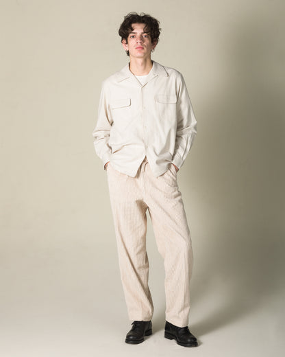 Attractions Double Pleats Trousers - White Wide Wale Corduroy - Standard & Strange