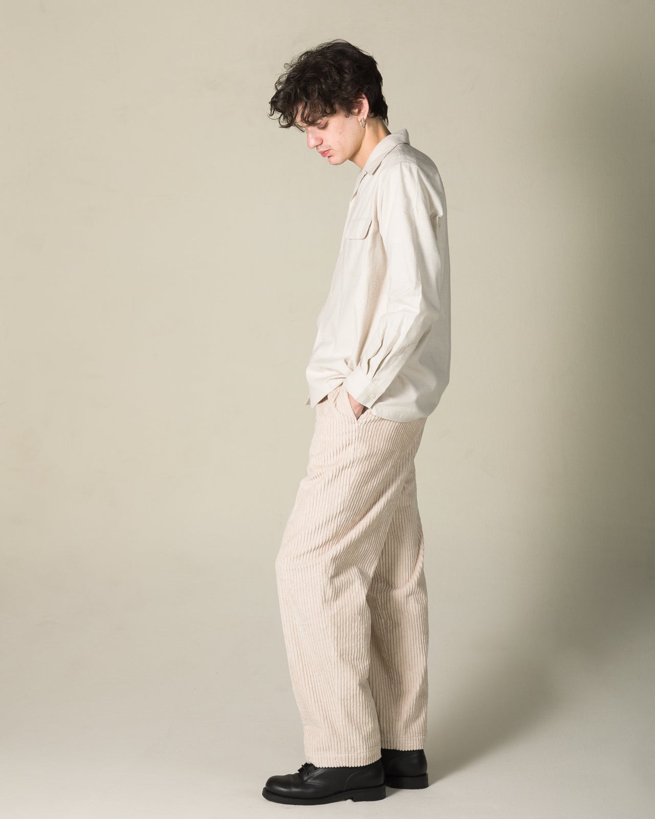 Attractions Double Pleats Trousers - White Wide Wale Corduroy - Standard & Strange
