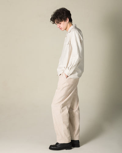 Attractions Double Pleats Trousers - White Wide Wale Corduroy - Standard & Strange
