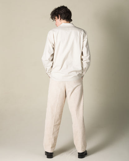 Attractions Double Pleats Trousers - White Wide Wale Corduroy - Standard & Strange