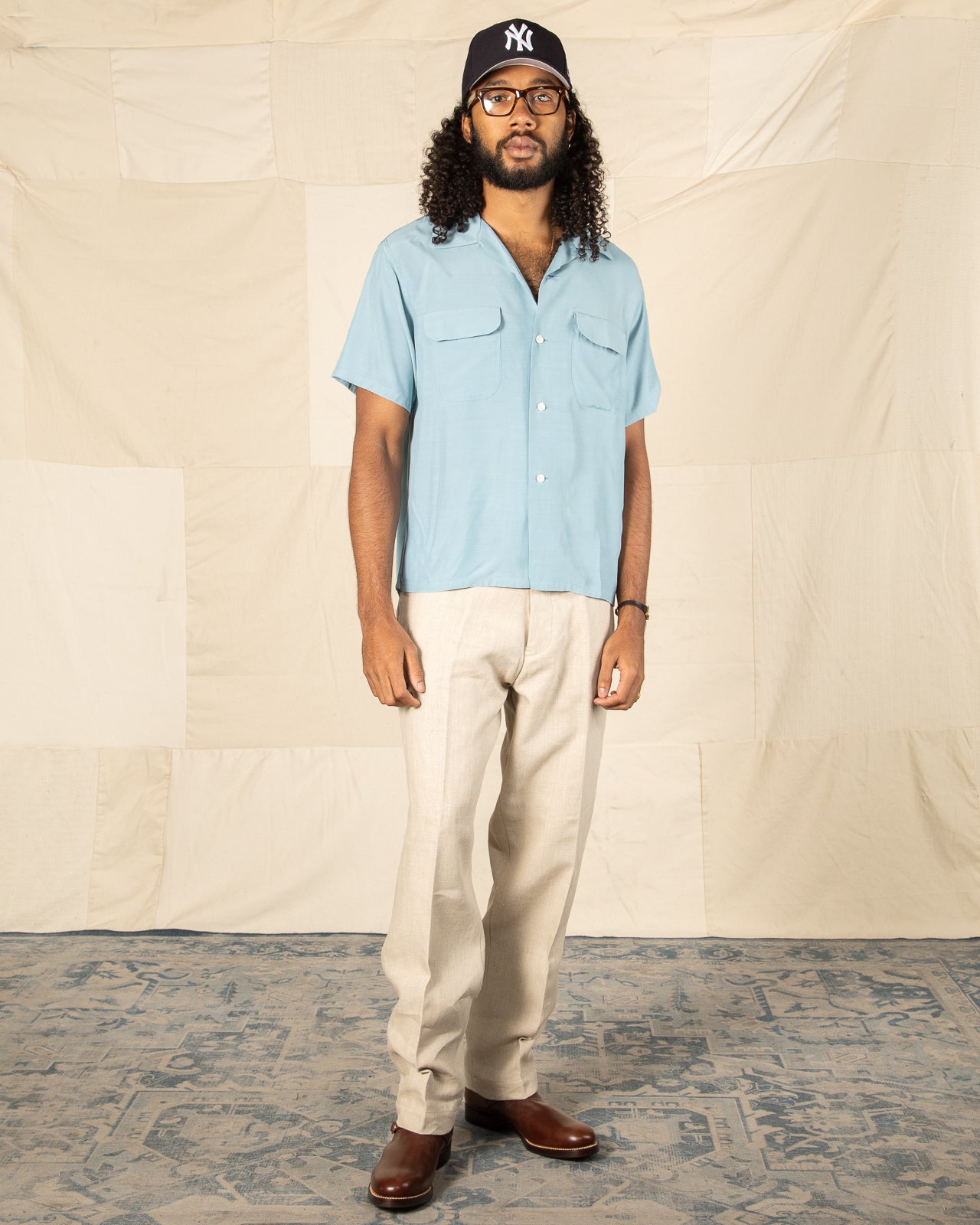 Attractions Flap Pocket Rayon S/S Shirt - Sax – Standard & Strange