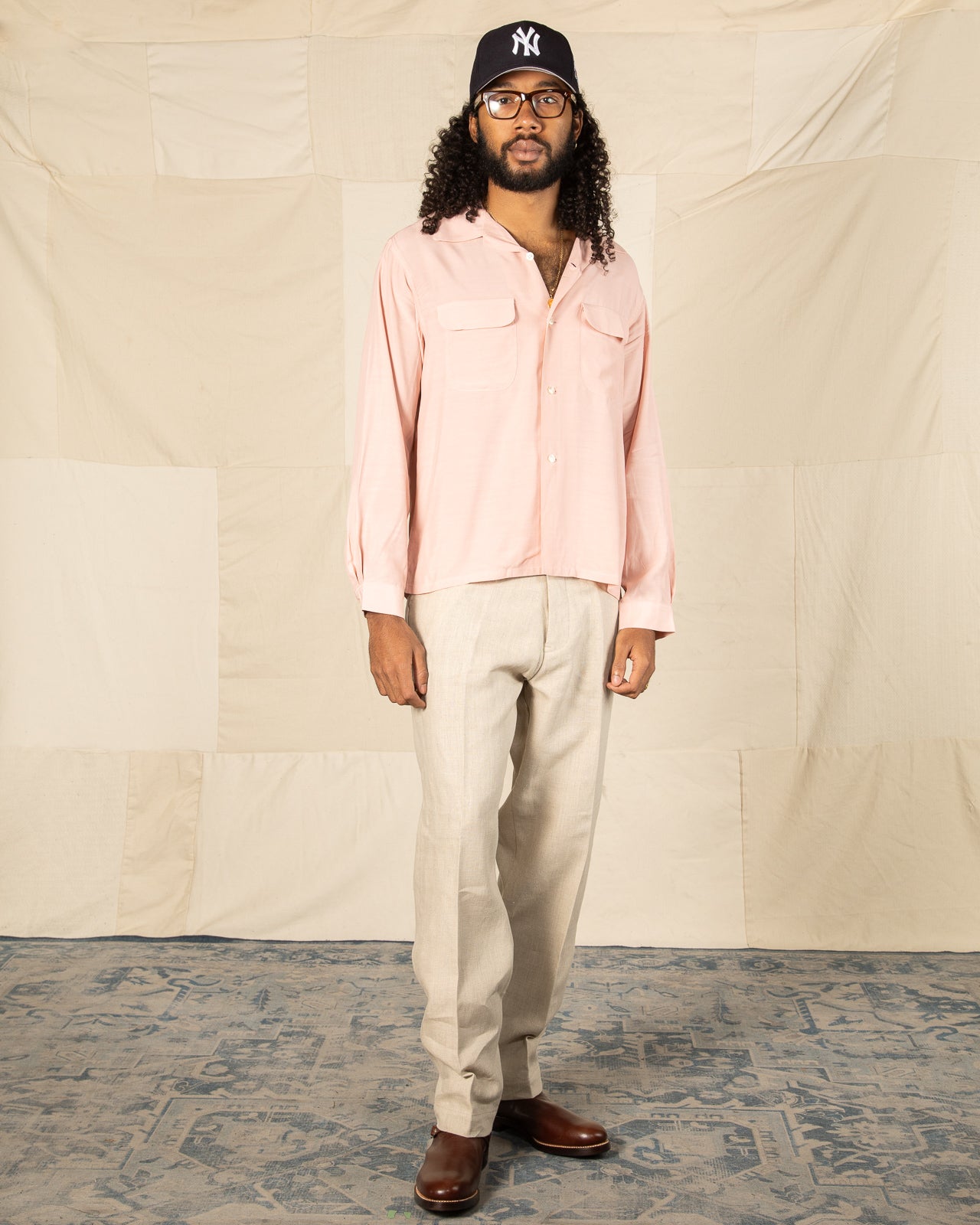 70s〜　pink rayon shirt open color Attractions Flap Pocket Rayon S/S Shirt - Pink – Standard & Strange