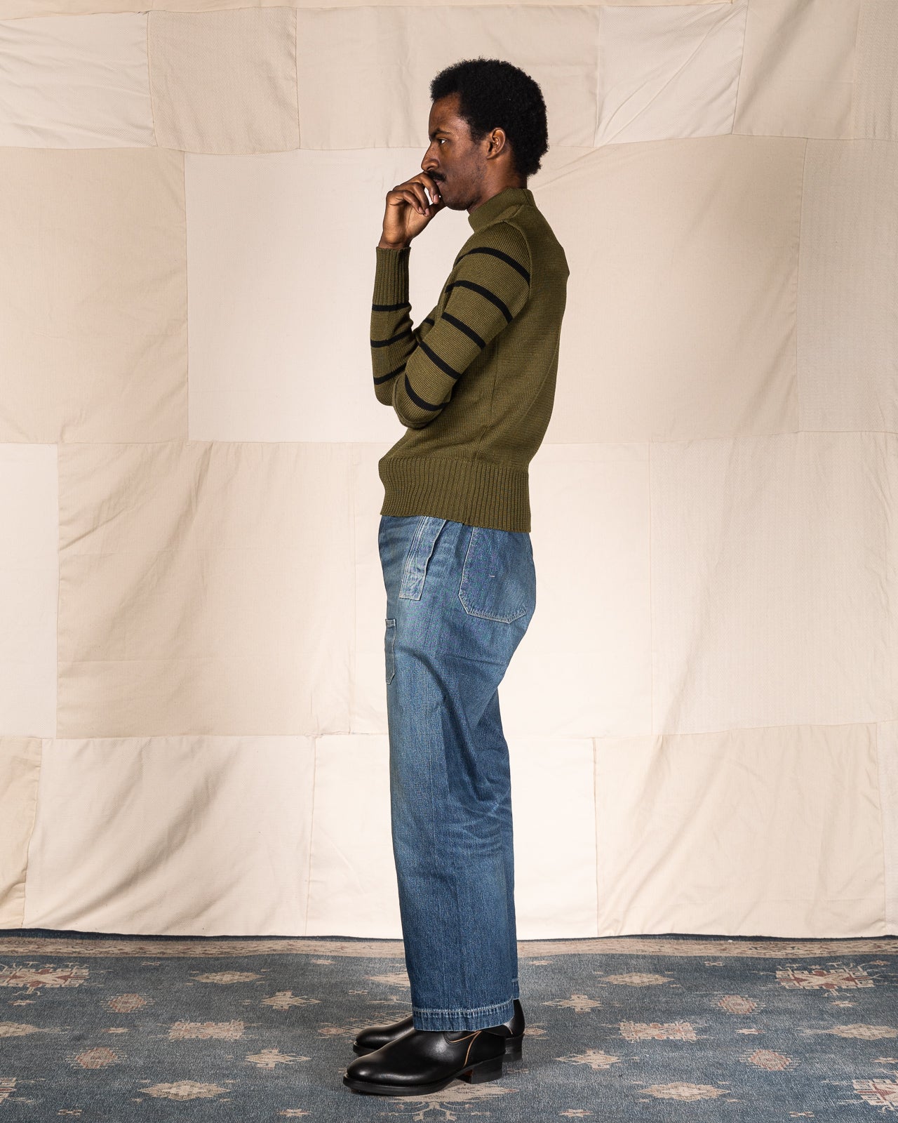 Attractions High Neck Sweater - Olive x Black - Standard & Strange