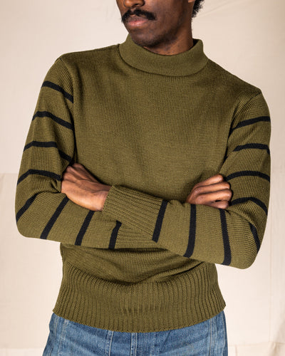 Attractions High Neck Sweater - Olive x Black - Standard & Strange