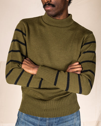 Attractions High Neck Sweater - Olive x Black - Standard & Strange
