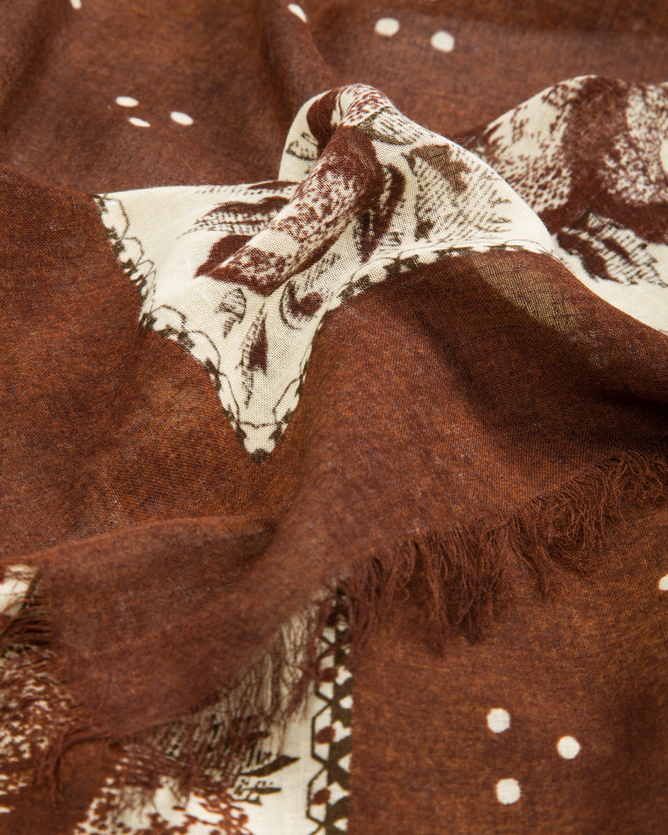 Kapital Bandanna BIG Fringed Stole (Persimmon) - Brown - Standard & Strange