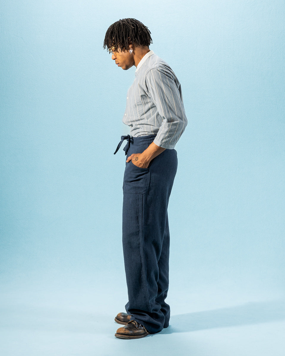 Black Sign Rasp Dobby Utility Trousers - Blue Moon - Standard & Strange