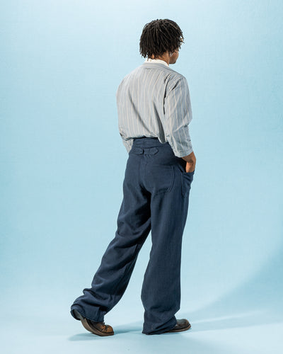 Black Sign Rasp Dobby Utility Trousers - Blue Moon - Standard & Strange